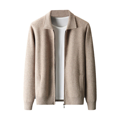 Outer Wear Lapel Thickening Oversized Knit Zipper Cardigan