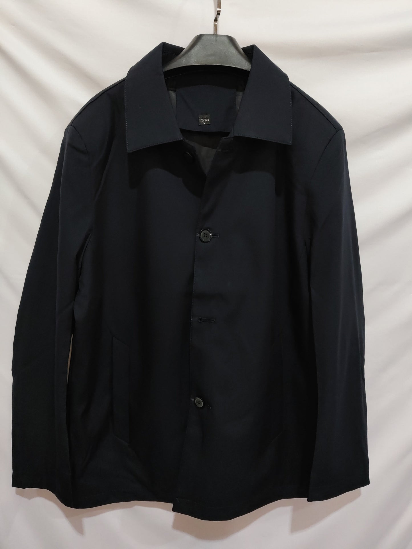 Fall Winter Men Polo Collar Solid Color Business Jacket Short Button Lightweight Coat